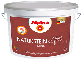 Декоративна шпаклівка інтер'єрна акрилова Alpina Naturstein mittel Effect Біла, 14  кг.