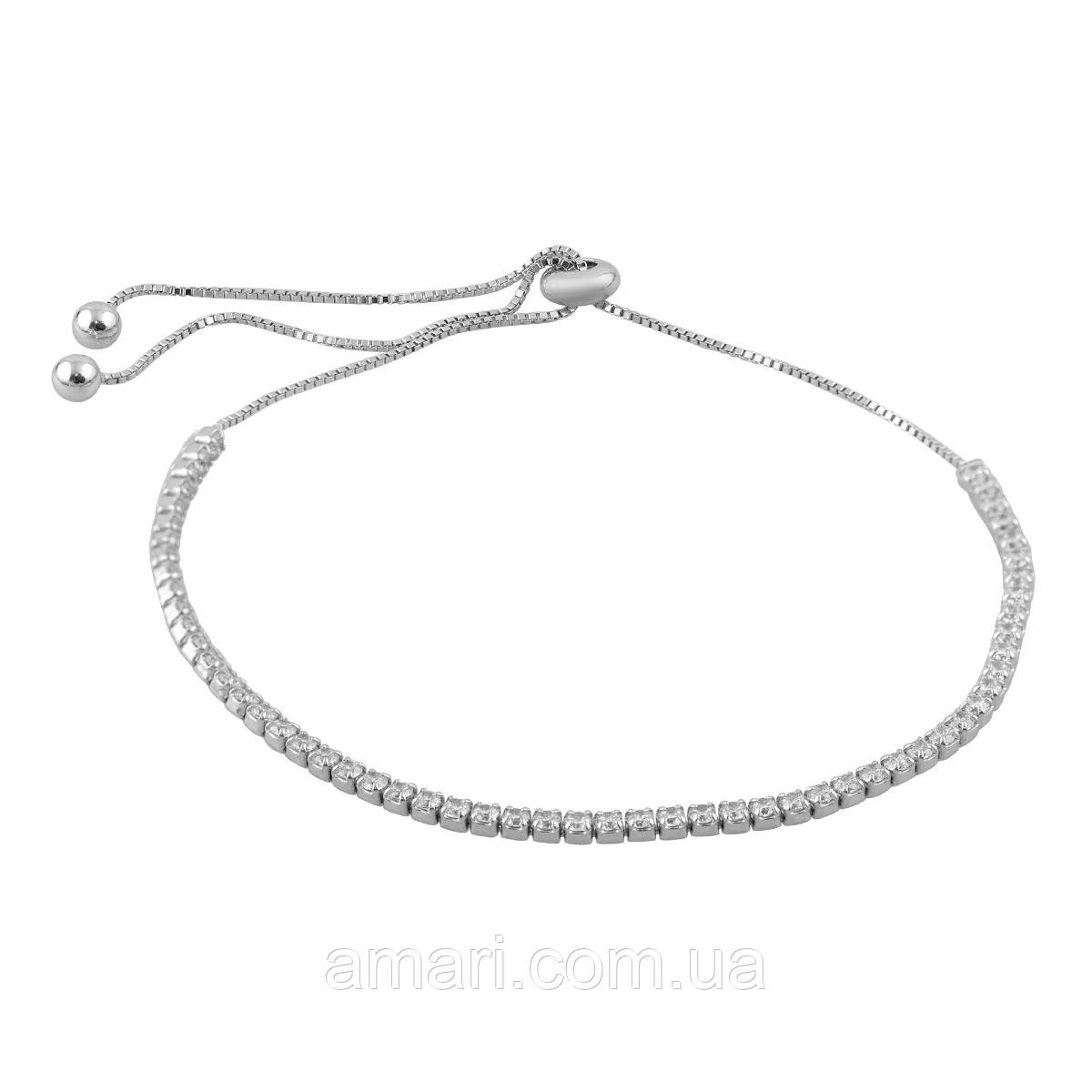 Срібний браслет Komilfo з фіанітами, вага виробу 3,9 г (2128892) adjustable розмір