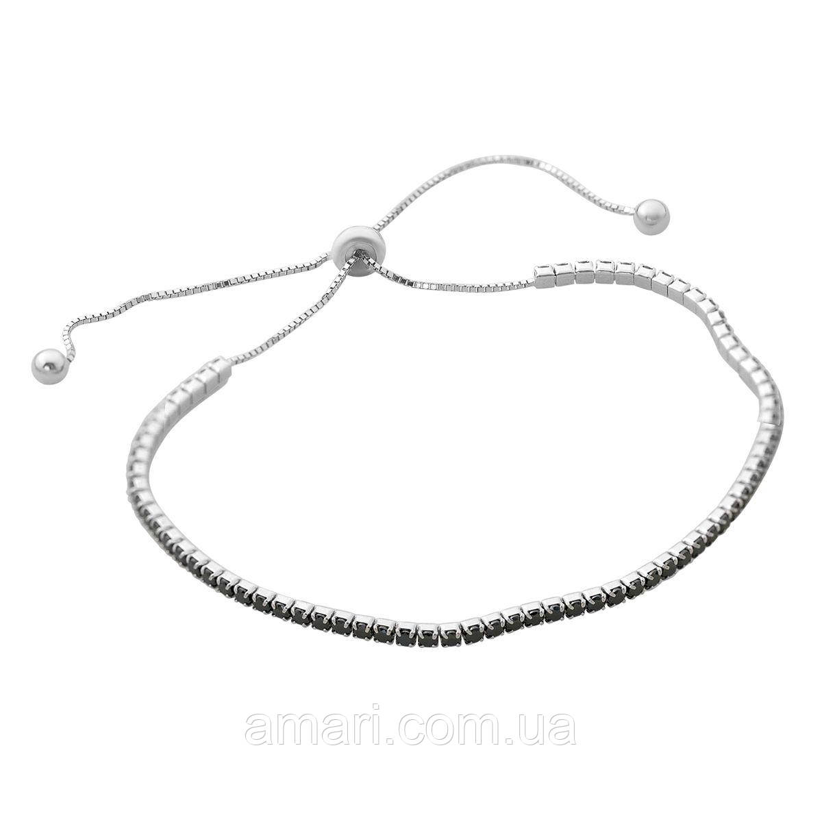 Срібний браслет Komilfo з фіанітами, вага виробу 3,83 г (60002084) adjustable розмір