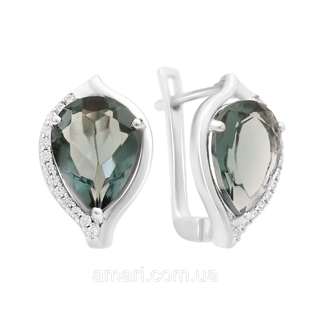 Срібні сережки Komilfo з топазом Лондон Блю 5.57ct (2151753)