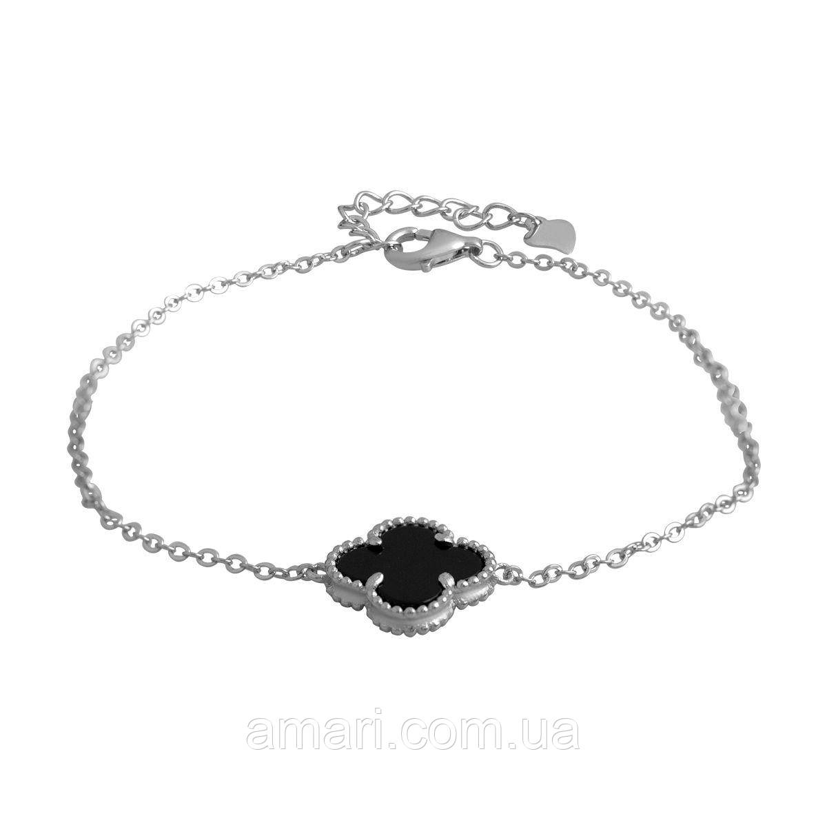 Срібний браслет Komilfo з натуральним оніксом, вага виробу 2,35 г (2137962) 1720 розмір, фото 1