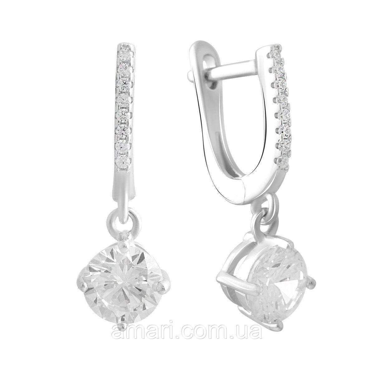 Срібні сережки Komilfo з фіанітами (2138648), фото 1