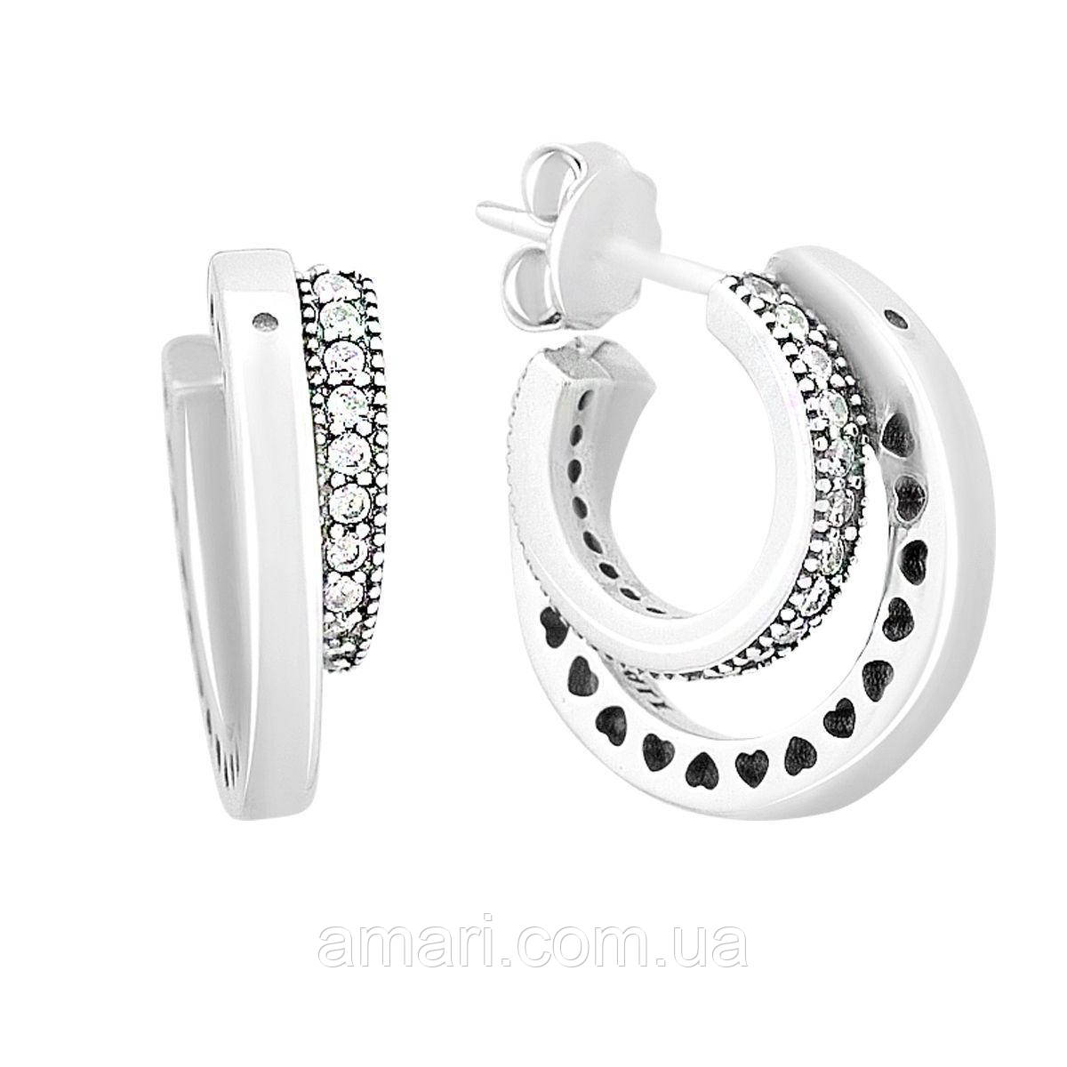 Срібні сережки Komilfo з фіанітами (2160083), фото 1