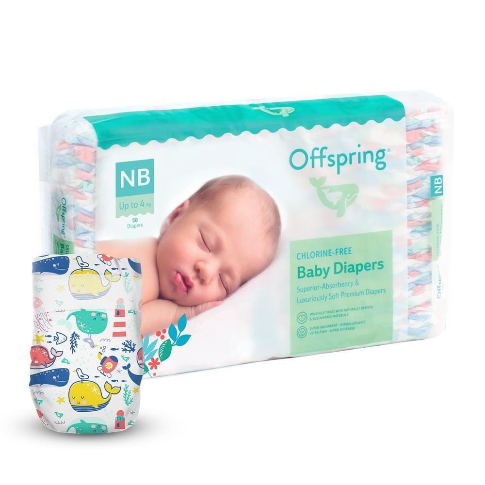 Підгузки Offspring розмір NB (до 4 кг) 56 шт, Кити