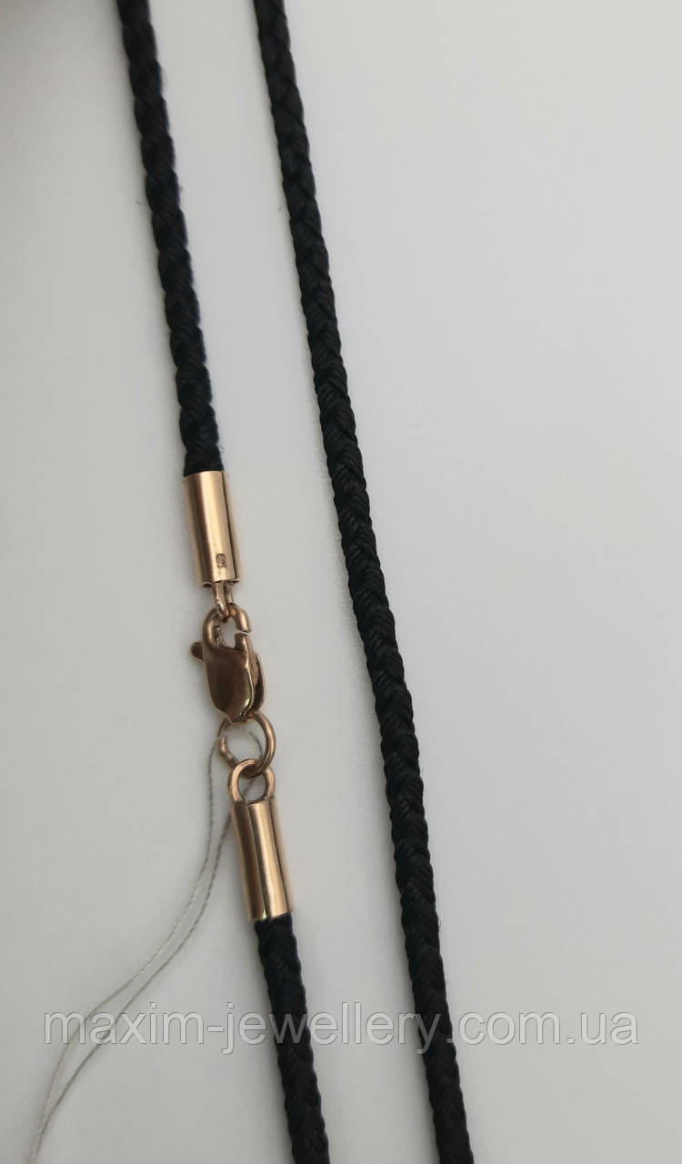 Шовковий ювелірний шнурок з золотим замком, фото 1