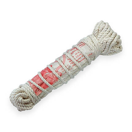 Шнур побутовий м'який Ділонг білий бавовняний кручений 5 мм х 20 м, фото 1