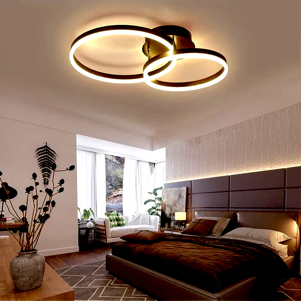 Стельова LED люстра Anelli на 2 кільця, чорна для кімнати до 16 м² A 8008/2 BK