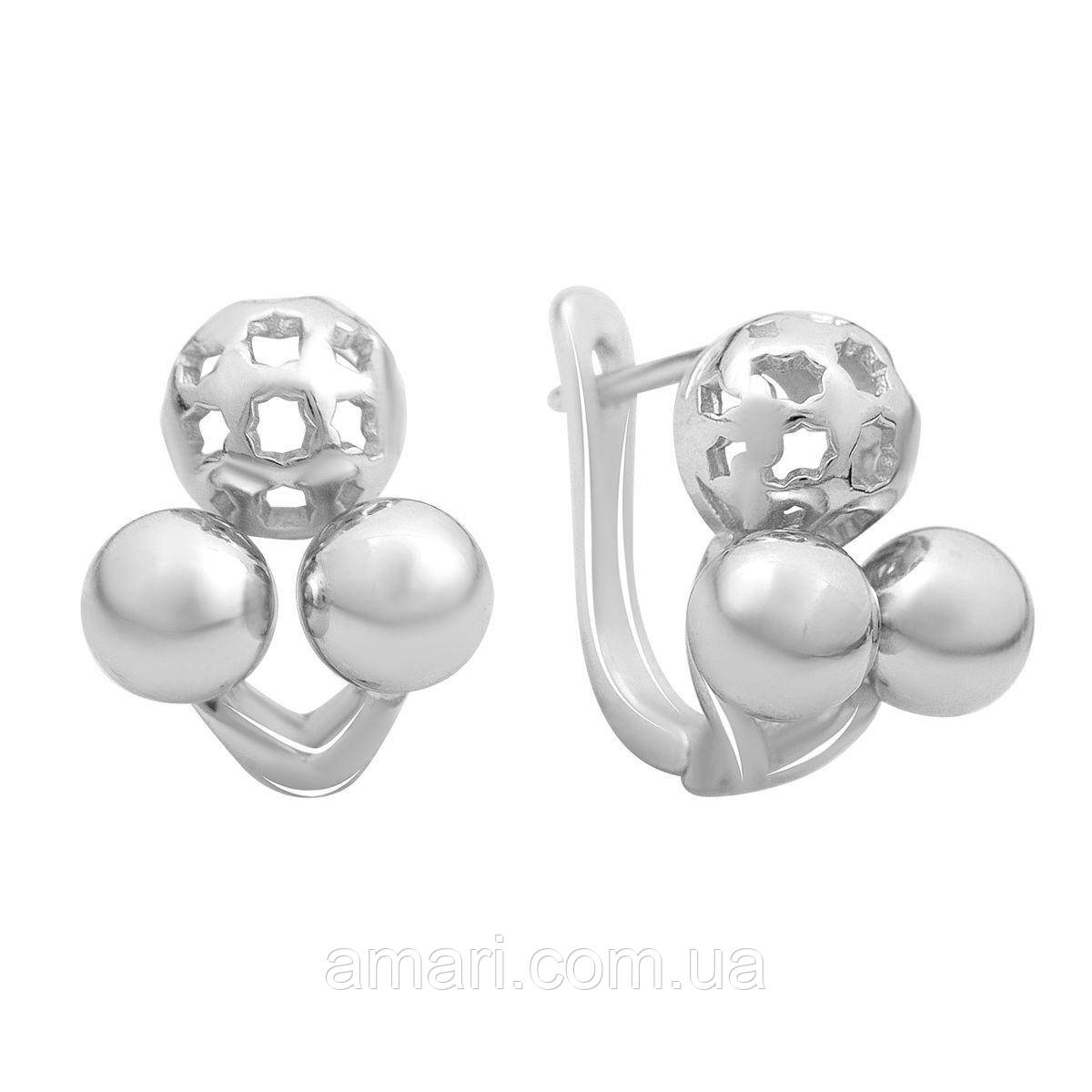 Срібні сережки Komilfo без каменів (2161028), фото 1