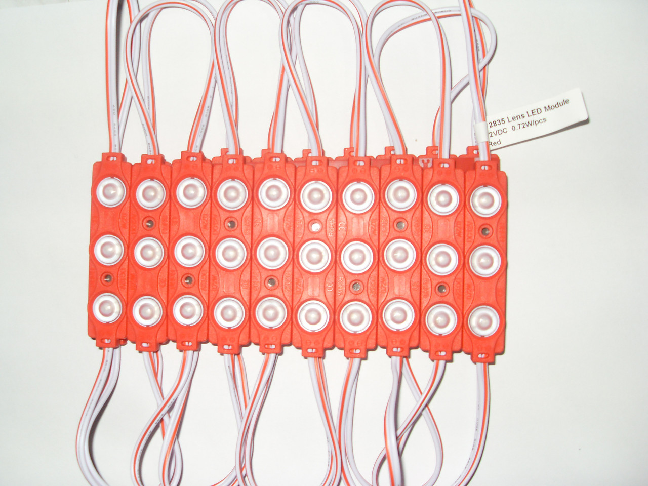 Модуль світлодіодний червоний ОРТХ 0,72 red 0.72Вт 12 вольт три світлодіоди 2835 з лінзами SWPower, фото 1