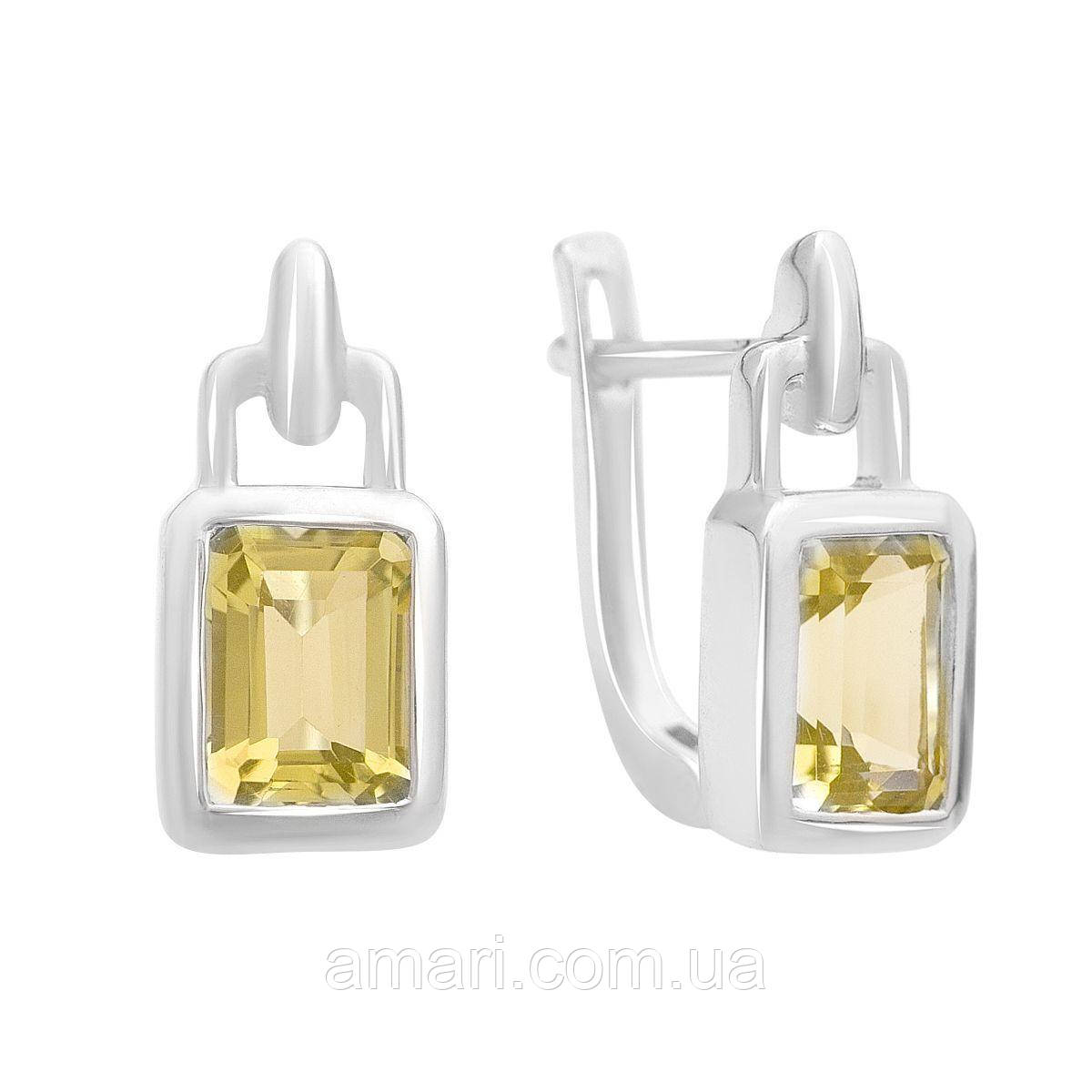 Срібні сережки Komilfo з натуральним зеленим кварцом 3.075ct (2162124)
