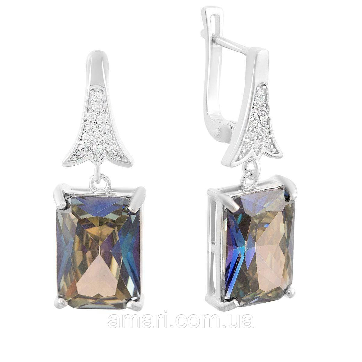 Срібні сережки Komilfo з містик топазом 24.12ct (2163831), фото 1