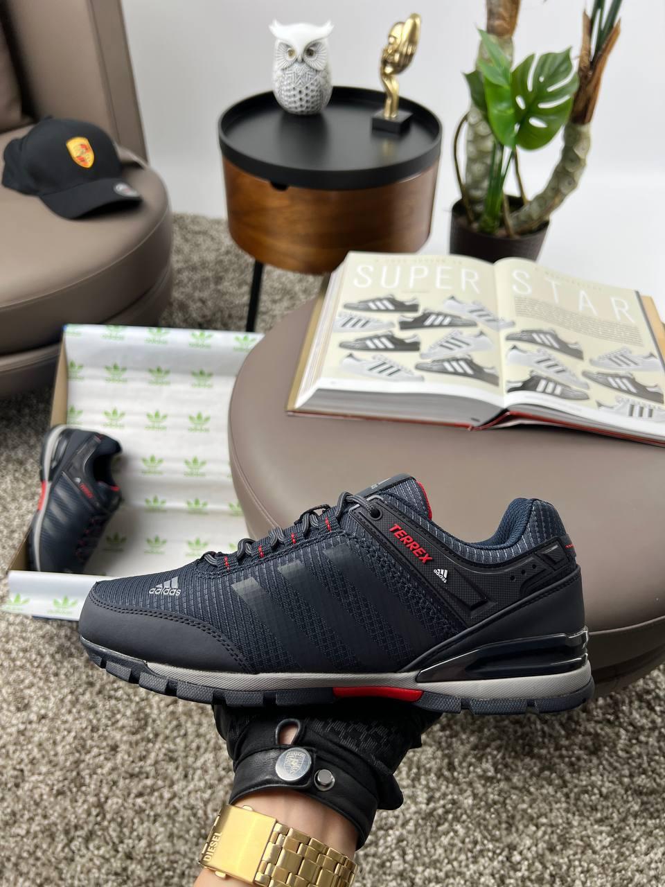 Чоловічі кросівки нубук текстиль Adidas Terrex Navy, чоловічі кеди Адідас сині нубук текстиль. Чоловіче взуття