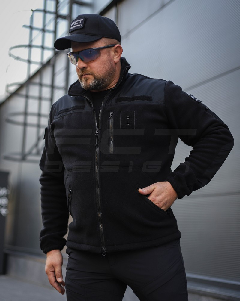 Кофта Куртка Фліс спрощена чорна для Поліції