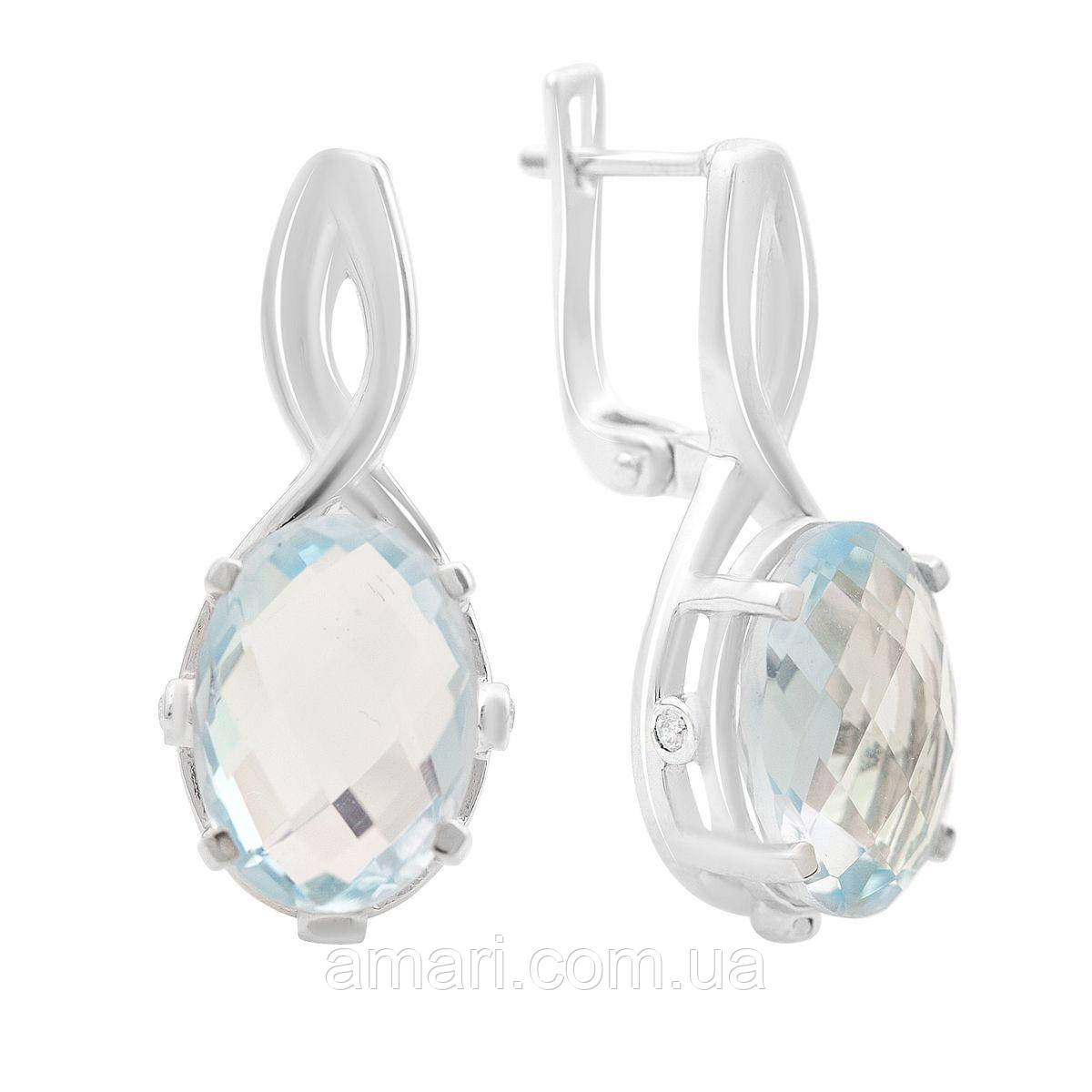 Срібні сережки Komilfo з натуральним топазом 12.97ct (2165965)