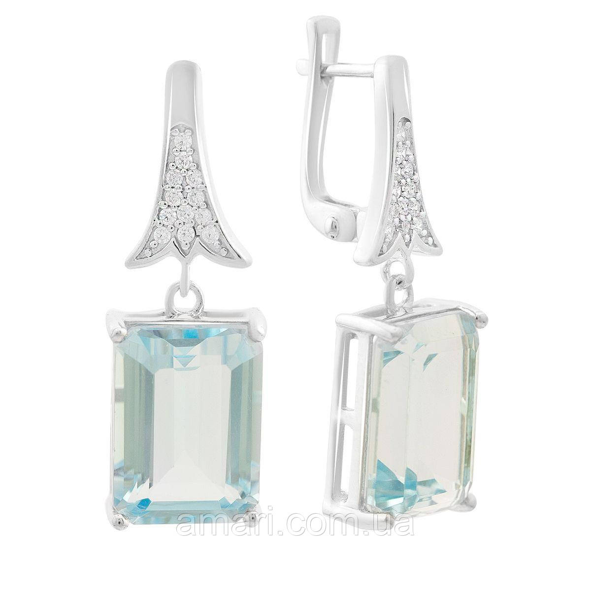 Срібні сережки Komilfo з натуральним топазом 18.773ct (2165989)