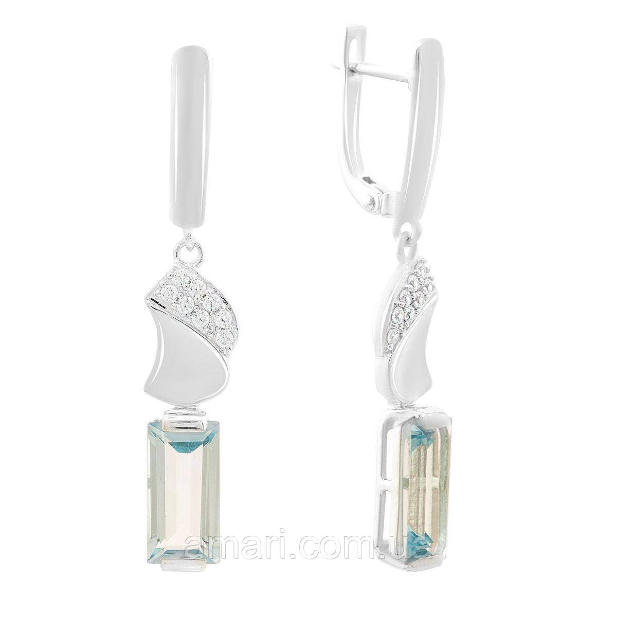Срібні сережки Komilfo з натуральним топазом 7.155ct (2166023), фото 1