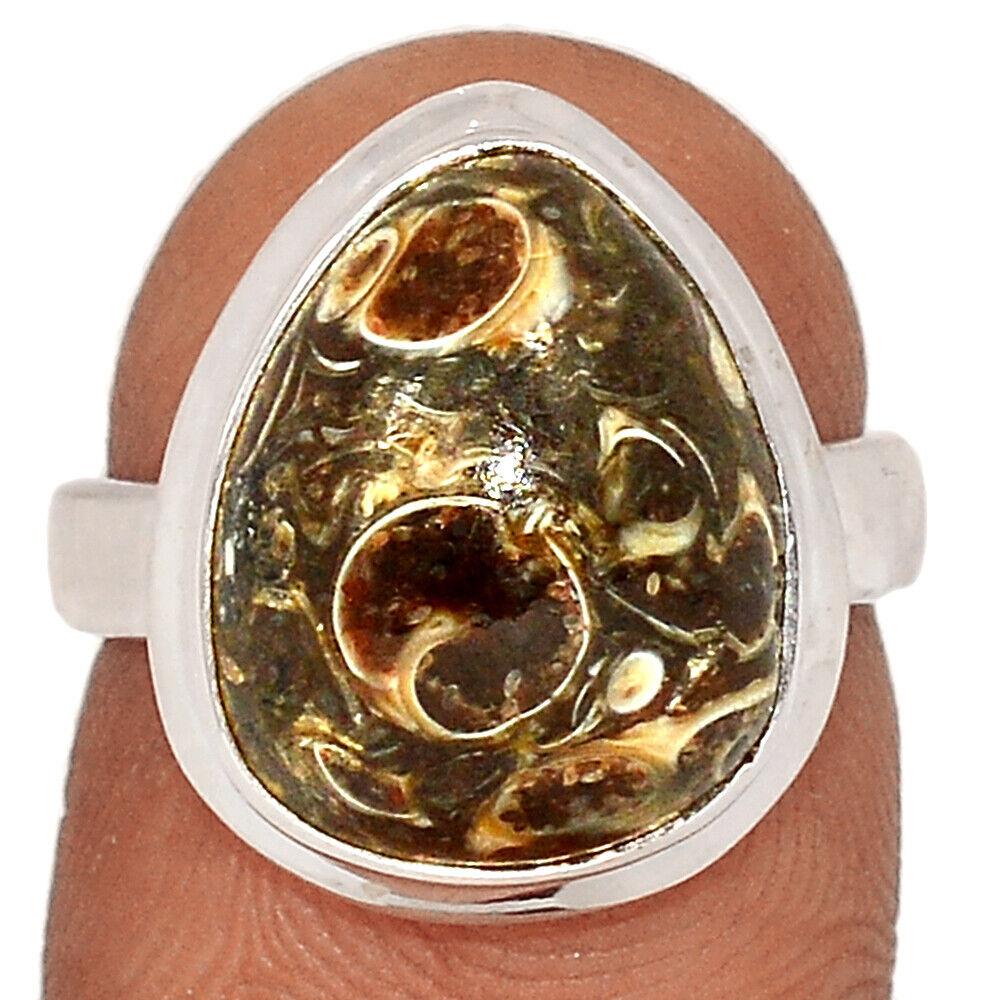 Черепахова яшма Turtella Jasper срібна каблучка, 2360КЯ