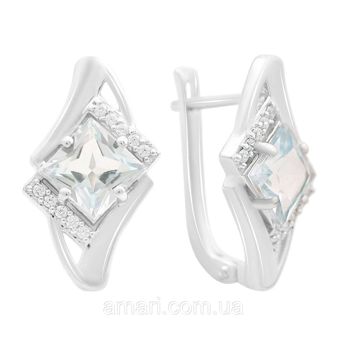 Срібні сережки Komilfo з натуральним топазом 4.425ct (2166160)