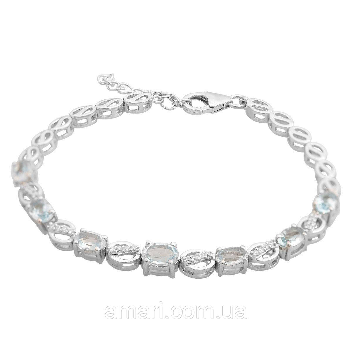 Срібний браслет Komilfo з натуральним топазом 4.277ct, вага виробу 8,78 г (2166634) 1720 розмір