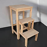 Табурет сходи з 3 ступень для кухні та дому натуральна деревина ясен молочний, фото 2