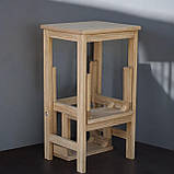 Табурет сходи з 3 ступень для кухні та дому натуральна деревина ясен молочний, фото 3