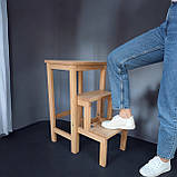 Табурет сходи з 3 ступень для кухні та дому натуральна деревина ясен молочний, фото 5