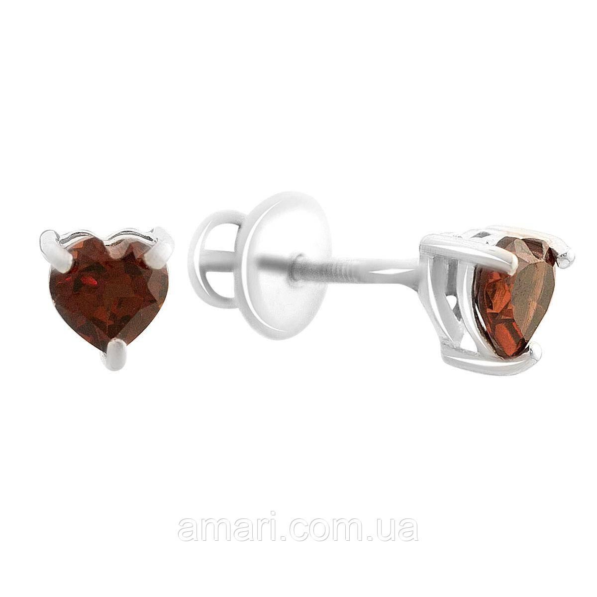 Срібні сережки Komilfo з натуральним гранатом 1.113ct (2168652)