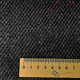 Твід костюмно-пальтовий діагональ сіровато-коричневий з кольоровими вкрапленнями, фото 3