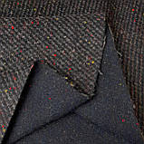Твід костюмно-пальтовий діагональ сіровато-коричневий з кольоровими вкрапленнями, фото 4