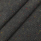 Твід костюмно-пальтовий діагональ сіровато-коричневий з кольоровими вкрапленнями, фото 2