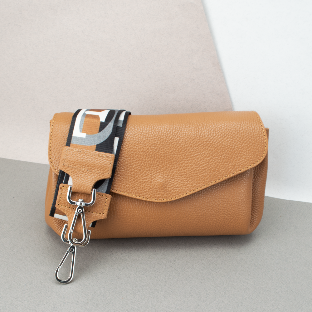 Сумка-клатч жіноча шкіряна Virginia Conti 8918R_s з текстильним ремінцем руда, фото 1