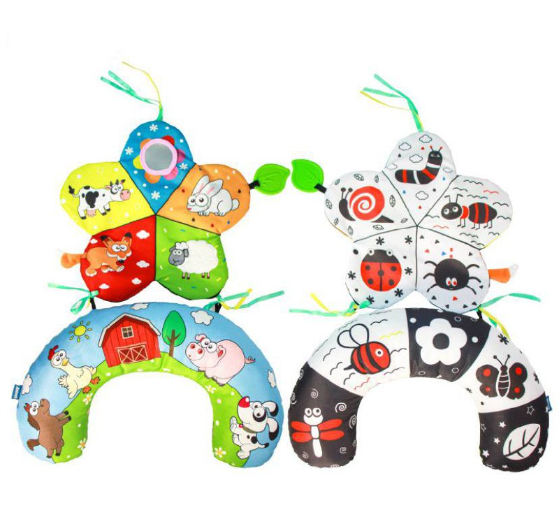Розвиваюча дитяча двостороння подушка 9323A-A Комашки та Тваринки ферми, фото 1
