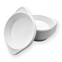 Одноразова біла тарілка об'єм 350 мл 100 шт/уп.