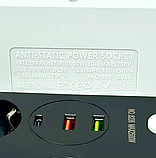 Подовжувач мережевий Power Socket 8206, 2 USB, Type-C, 4 розетки, 2 м, чорний, фото 4