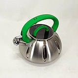 Чайник із свистком Unique UN-5303 кухонний на 3 літри, Чайник нержавіючий зі свистком. Колір: зелений, фото 9