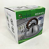 Чайник із свистком Unique UN-5303 кухонний на 3 літри, Чайник нержавіючий зі свистком. Колір: зелений, фото 5