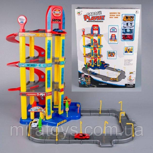 Паркінг Гараж Guang Wei Garage Playset з ліфтом, 4 поверхи, автомийка, заправка, майстерня