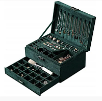 Скринька кейс шкатулка для біжутерії ювелірних виробів прикрас Темно-зелена