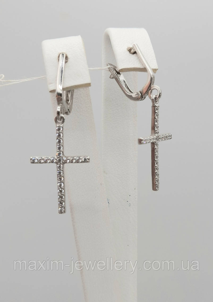 Сережки "Хрестики" зі срібла, фото 1