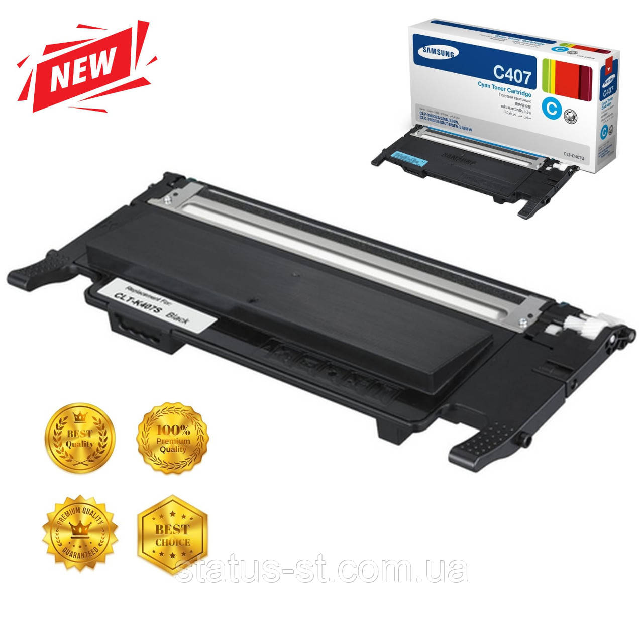 Картридж Samsung CLT-C407S cyan до принтера CLP-320, CLP-320n, CLP-325, CLP-325w аналог