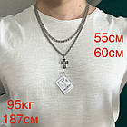 Cрібний комплект православний хрестик та ланцюжок бісмарк 925 проби, фото 7