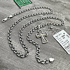 Cрібний комплект православний хрестик та ланцюжок бісмарк 925 проби, фото 4