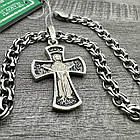 Cрібний комплект православний хрестик та ланцюжок бісмарк 925 проби, фото 2