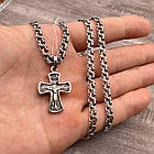 Cрібний комплект православний хрестик та ланцюжок бісмарк 925 проби, фото 3