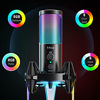 Ігровий мікрофон Fifine F17, Студійний мікрофон з RGB підсвіткою, Мікрофон для стриму, Gaming Microphone