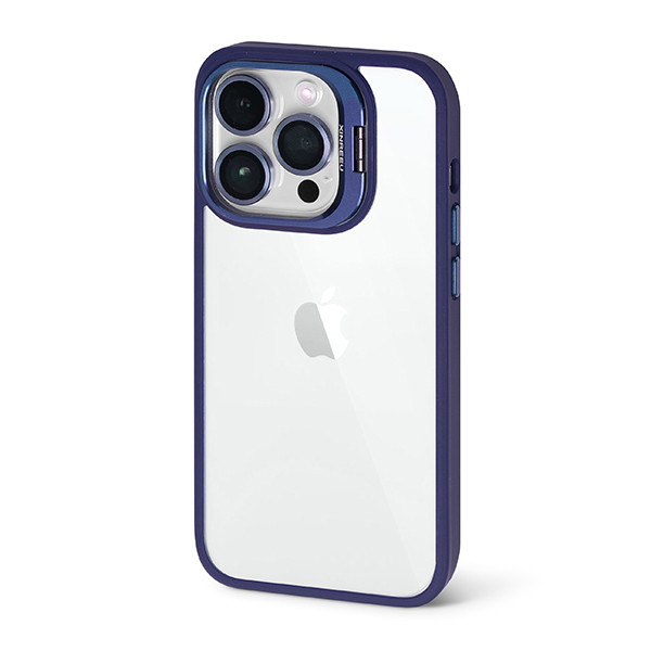 Чохол Metal Stand Case with Glass Camera для iPhone 15 — Dark Blue