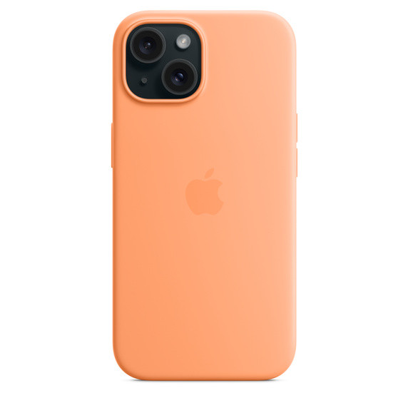 Чехол Silicone Case with MagSafe для iPhone 15 - Orange Sorbet