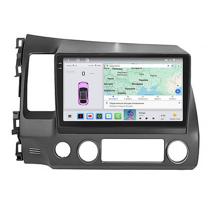 Штатна магнітола Lesko для авто Honda Civic VIII 2005-2009г 10" 4/64 QLED CarPlay 4G WiFi GPS 360 Prime Сивік, фото 1