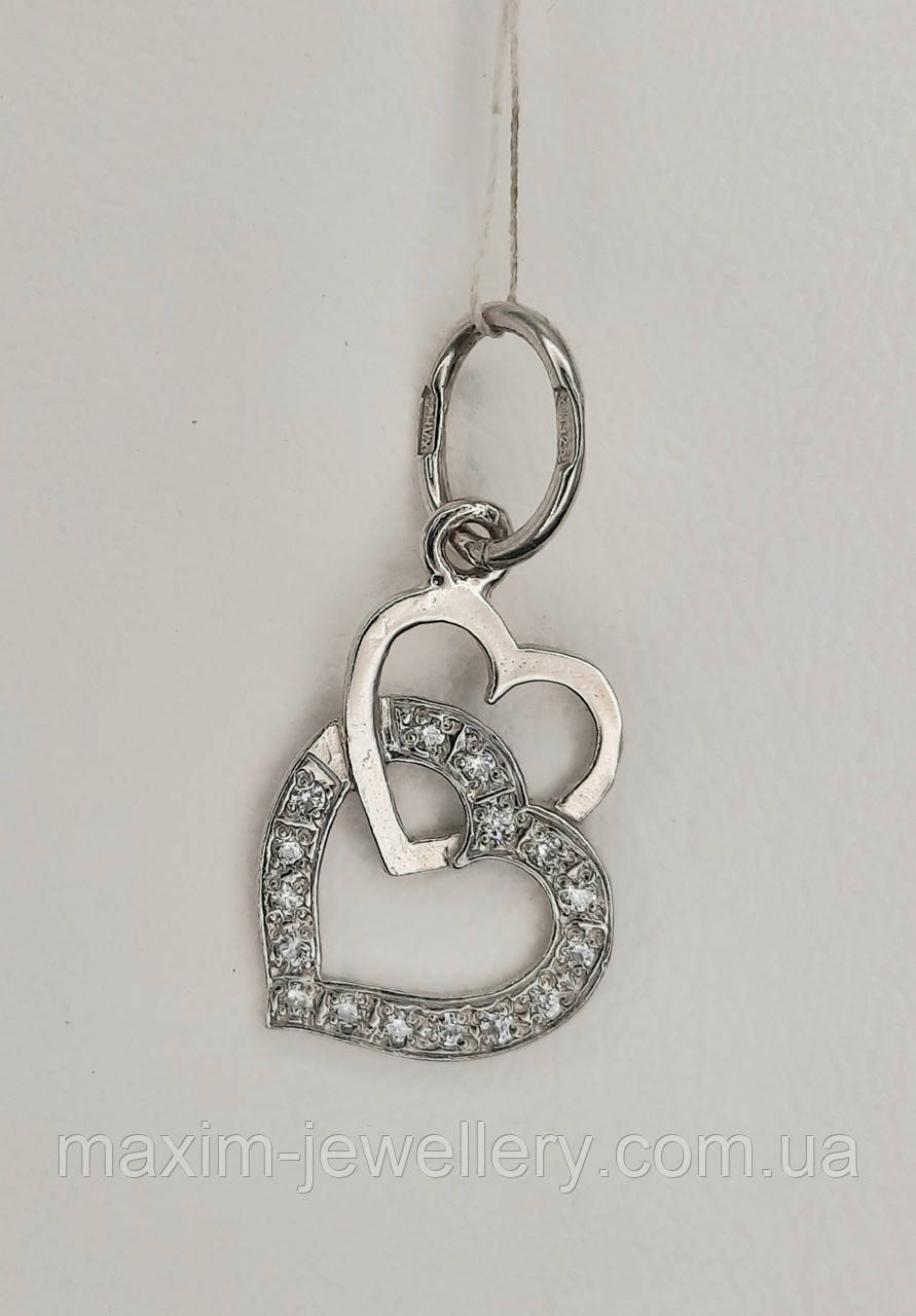 Підвіска "Серце" з цирконієм зі срібла, фото 1