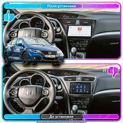 Штатна магнітола Lesko для Honda Civic IX Рестайлінг 2013-2017г 9" 4/64 QLED CarPlay 4G Wi-Fi GPS 360 Prime, фото 2